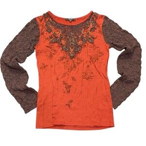 Miss Me Y2K Long Sleeve Shirt Women’s S White Rhinestones Embellished Western